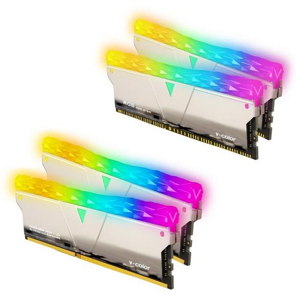 V-Color SCC(2+2) Prism Pro RGB 32GB(16GBx2)DDR4 DRAM 3600MHz Memory Kit - Silver Copper Alloy