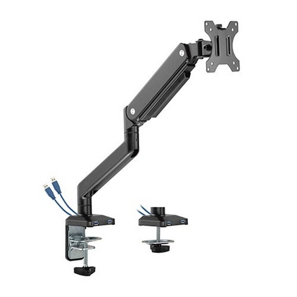 Single Monitor Premium Aluminum Spring-Assisted Monitor Arm With 3.0 USB Cables Included Black Color - LDT53-C012U