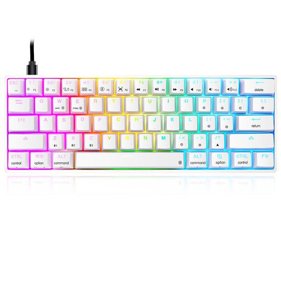 Skyloong SK61s White (Yellow Switches) Mechanical Wireless Bluetooth Keyboard