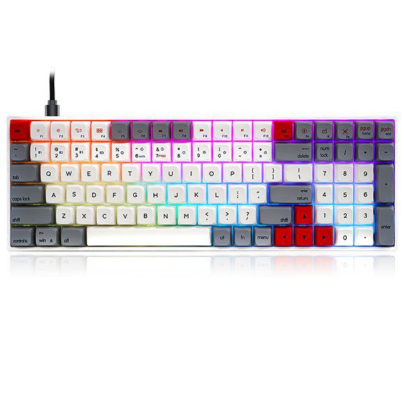 Skyloong SK96S Retro (Red Switches) PBT-Keycaps Hot-Swap Mechanical Keyboard with RGB Backlit Bluetooth (Wired/Wireless Dual Mode)