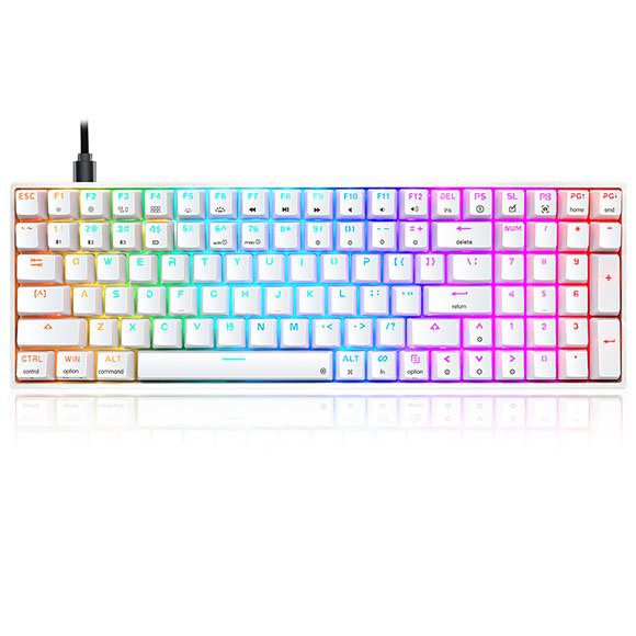 Skyloong SK96S White (Brown Switches) ABS-Keycaps Hot-Swap Mechanical Keyboard with RGB Backlit Bluetooth (Wired/Wireless Dual Mode)