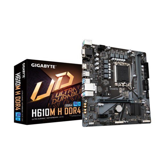 Gigabyte H610M H Intel® H610 Motherboard with 6+1+1 Hybrid Phases Digital VRM Design, PCIe 4.0* Design, Gen3 x4 M.2 , Intel® GbE with cFosSpeed , Anti-Sulfur Resistor, Smart Fan 6 - With 12th GEN Processor