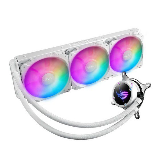 ASUS ROG Strix LC II 360 ARGB All-in-one AIO Liquid CPU Cooler 360mm Radiator, Intel LGA1700, 115x/2066 and AMD AM4/TR4 Support, Triple 120mm 4-pin PWM Addressable RGB Radiator Fans White