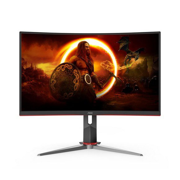 AOC C27G2Z 27 Inch Curved Frameless Ultra-Fast FHD 1080p, 0.5ms 240Hz, FreeSync, HDMI/DP/VGA, Height Adjustable Gaming Monitor (Open Box)