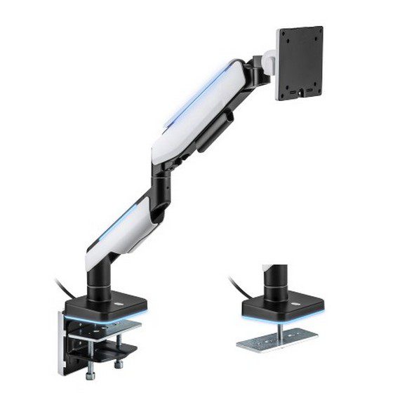 MXG HMA-12R Heavy Duty RGB Gaming Monitor Arm Matte White