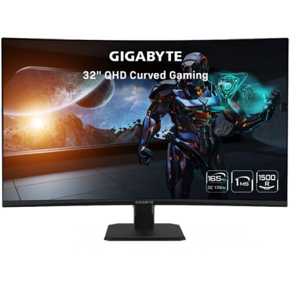 Gigabyte GS32QC 31.5 Inch QHD 1440p 170Hz 1ms FreeSync Premium Curved Gaming Monitor