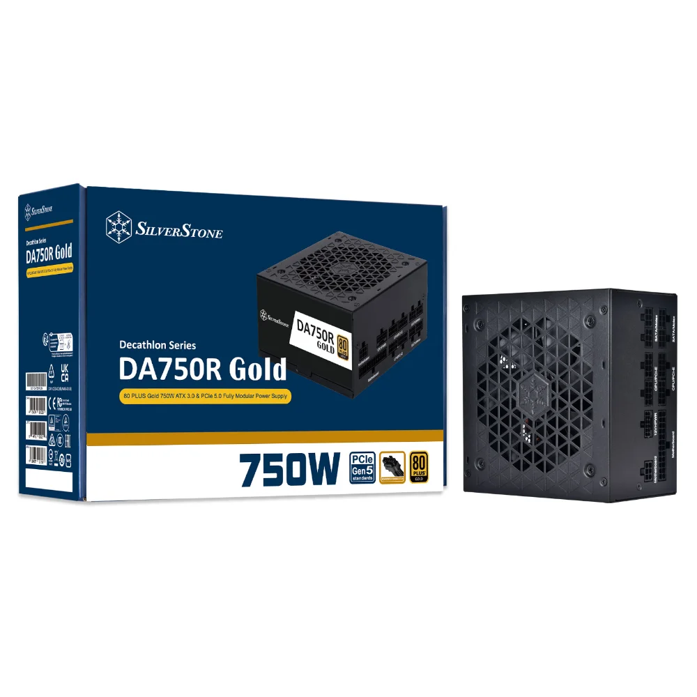 SilverStone SST-DA750R-GMA DA750R 80 PLUS Gold 750W ATX 3.0 & PCIe 5.0 Fully Modular Power Supply