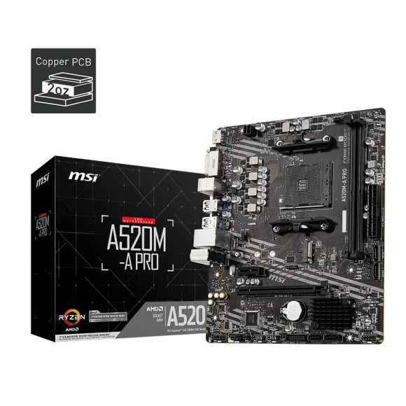 MSI A520M-A PRO AM4 AMD A520 SATA 6Gb/s USB 3.0 Micro ATX AMD Motherboard