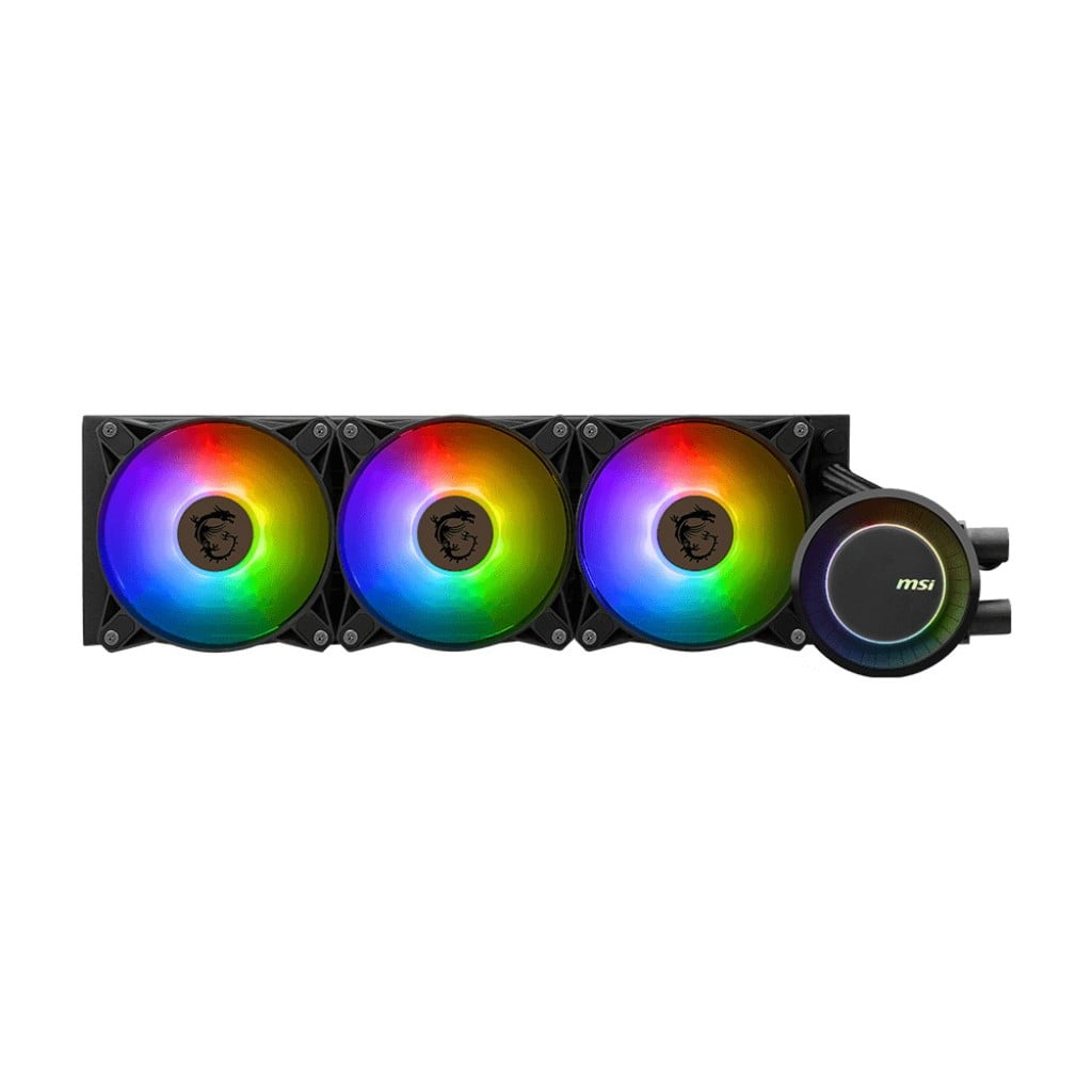 MSI MAG CoreLiquid E360 AIO ARGB CPU Liquid Cooler - Rotating Cap Design - 360mm Radiator - Triple 120mm ARGB PWM Fans - LGA 1700 Ready / AM5 Compatible