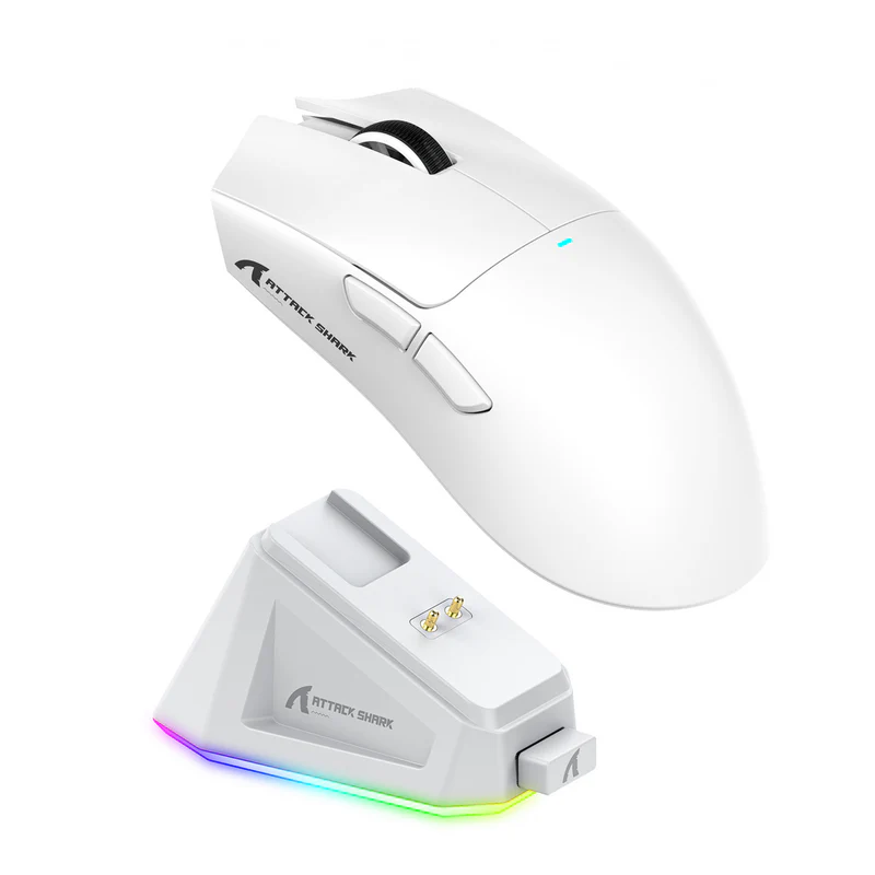 ATTACK SHARK X11 Wireless Gaming Mouse with Charging Dock – White