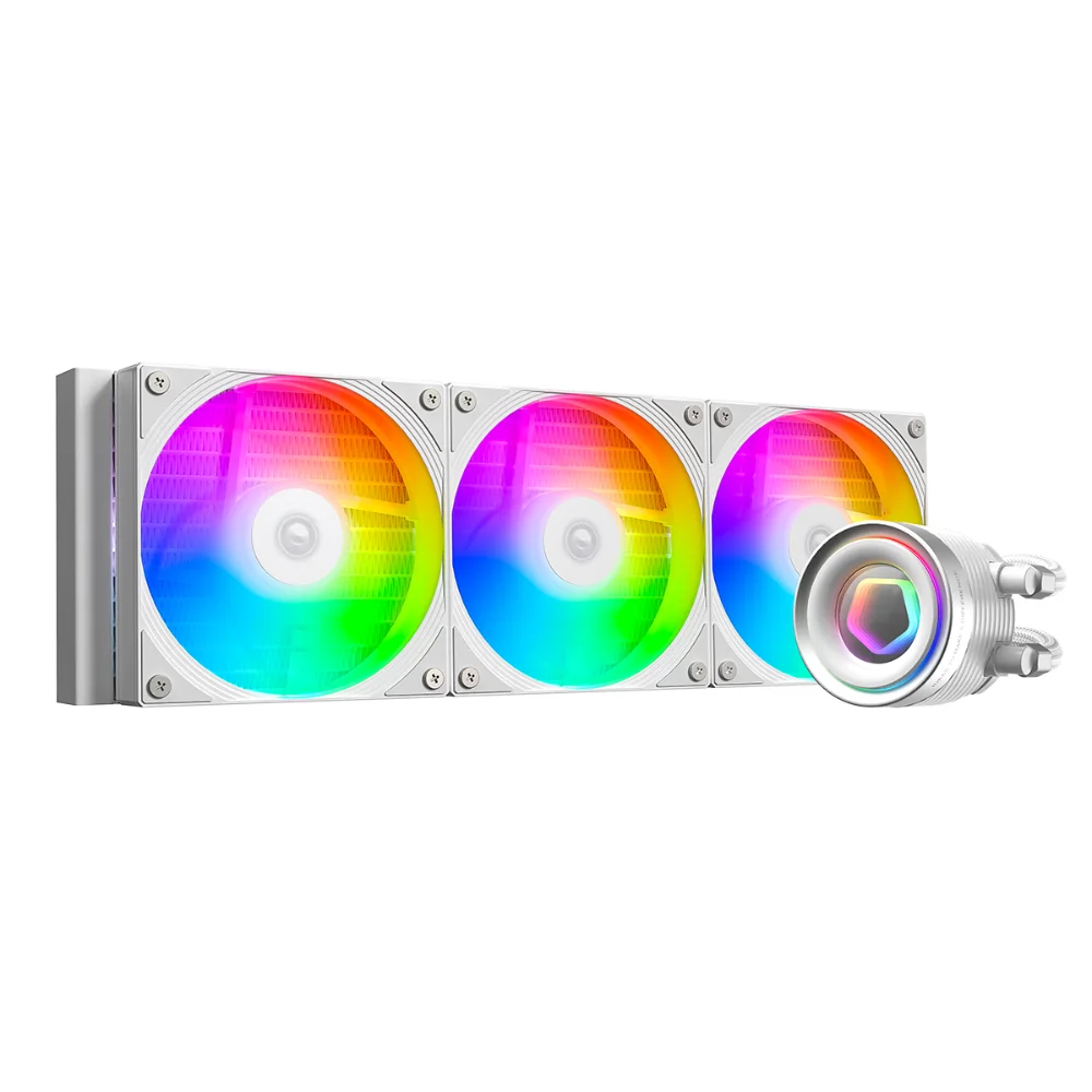 ID-COOLING FX360 INF ARGB 360mm AIO Liquid CPU Cooler w/ Infinity Mirror Display – White