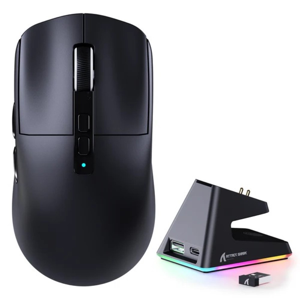 ATTACK SHARK X6 Three Modes Gaming Mouse With Charging Dock - Black