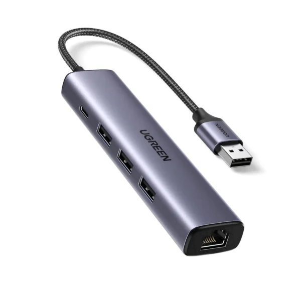 UGREEN 60554 USB 3.0 To Ethernet Adapter 5 In 1 Multiport Hub