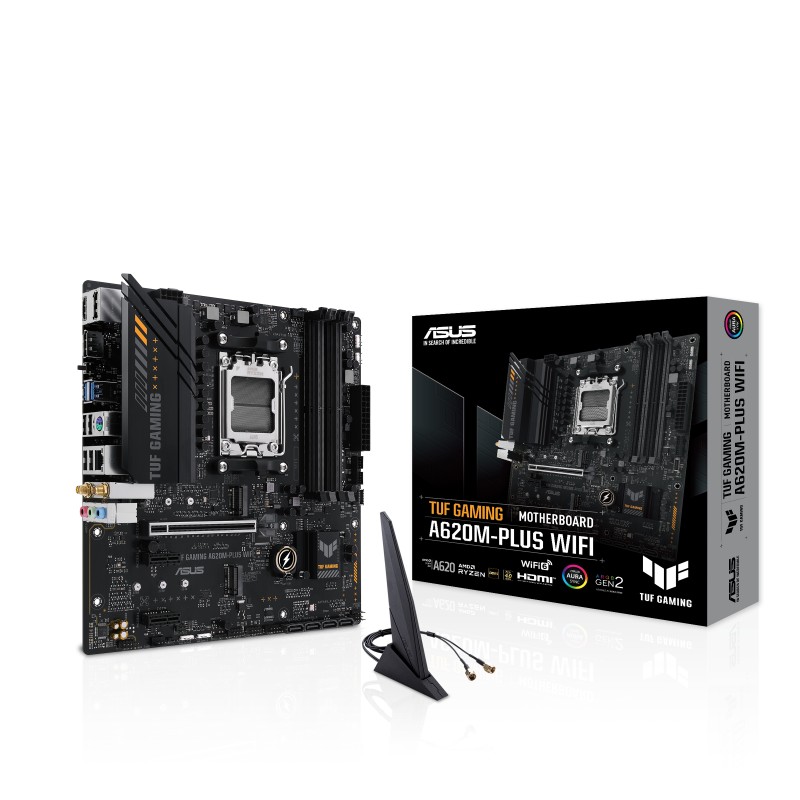 ASUS TUF GAMING A620M-PLUS WiFi AMD AM5 Ryzen7000 microATX Gaming Motherboard