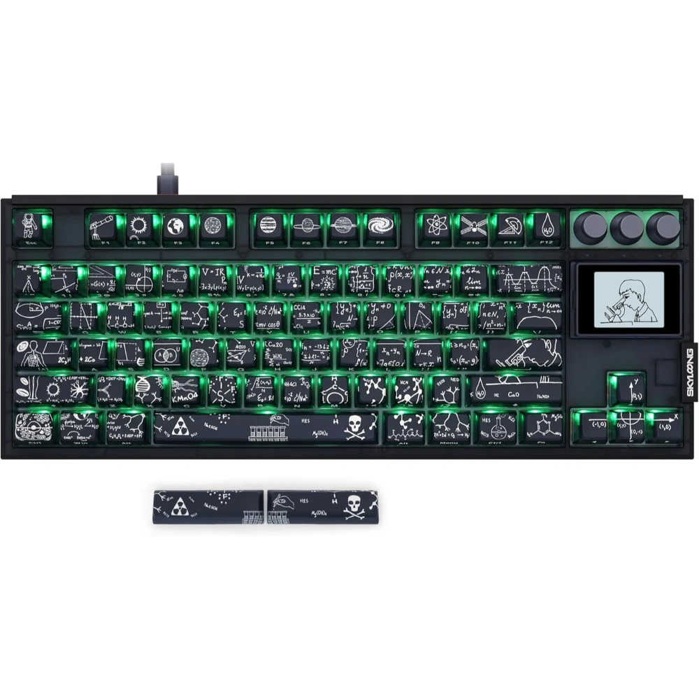 SKYLOONG GK87 Pro Wireless Mechanical Keyboard with TFT Screen – Crazy Scientist – Red Switches