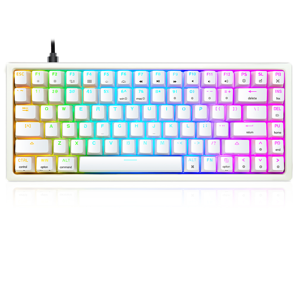 Skyloong GK84 White Tri-mode Wireless RGB Mechanical Keyboard – Brown Switches