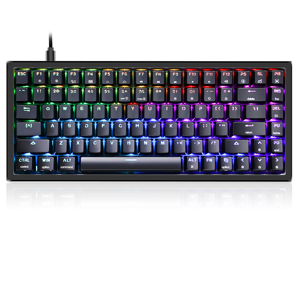 Skyloong GK84 Black Tri-mode Wireless RGB Mechanical Keyboard – Brown Switches