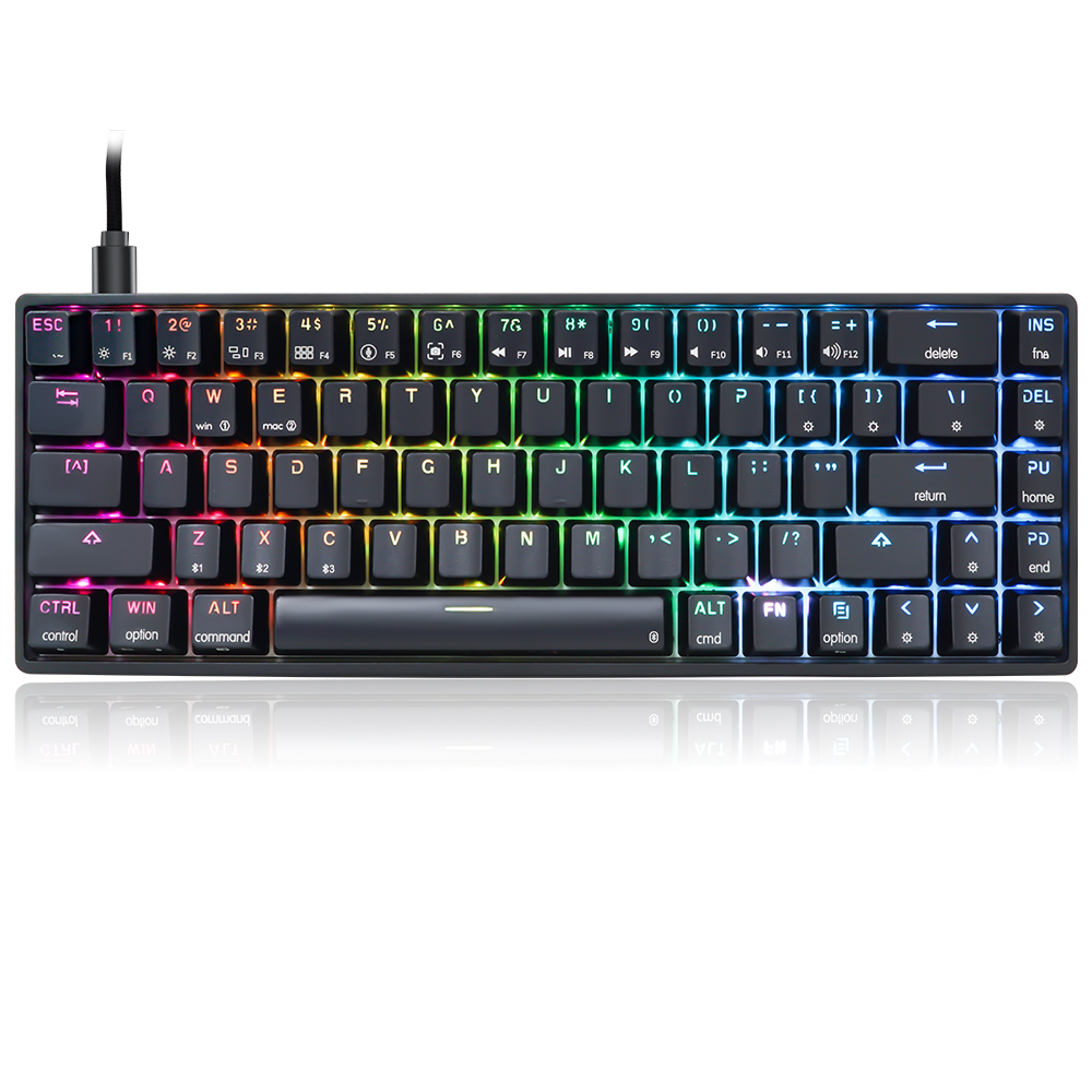 Skyloong GK68 Black Tri-mode Wireless RGB Mechanical Keyboard – Red Switches