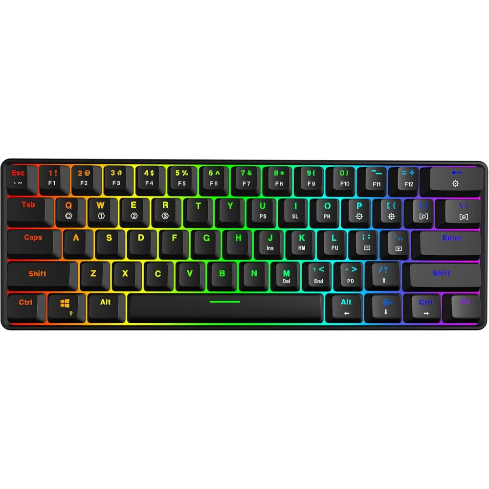 Skyloong GK61 Black Tri-mode Wireless RGB Mechanical Keyboard – Red Switches