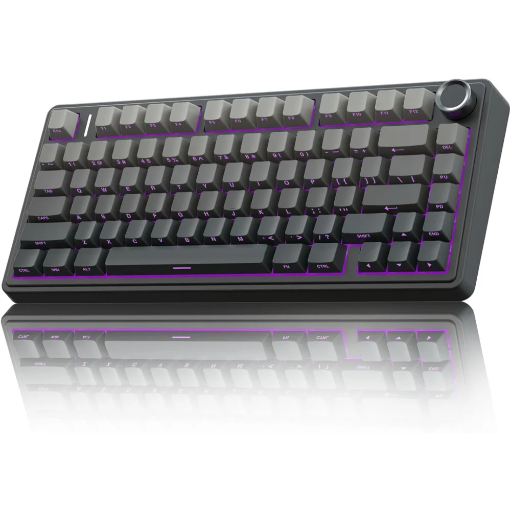 AULA F75 Pro Wireless Mechanical Keyboard,75% Gasket Hot Swappable Custom Keyboard – Gradient Grey – Reaper Switch