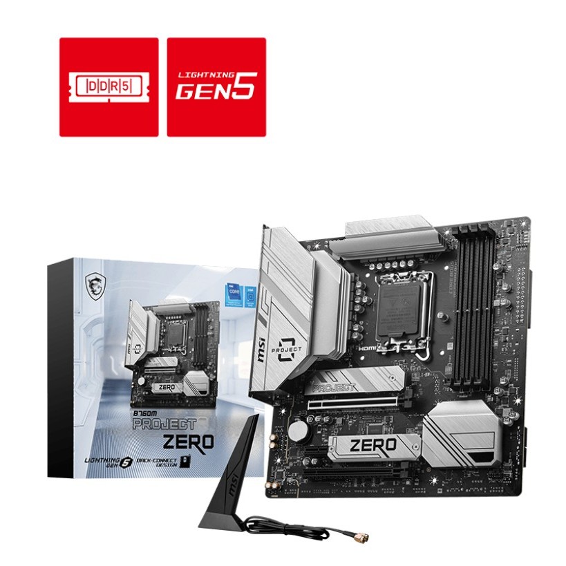 MSI B760M PROJECT ZERO Wi-Fi 6E LGA 1700 LGA1700 DDR5 Back Connect Design mATX Motherboards