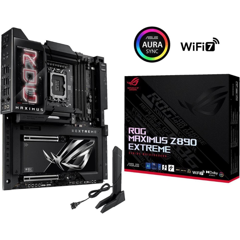 ASUS ROG MAXIMUS Z890 EXTREME Intel® Z890 LGA 1851 E-ATX Motherboard, Advanced AI PC-ready, 24+2+1+2 stages, DDR5, WiFi7, 2.5G/10G LAN, PCIe® 5.0 M.2, Thunderbolt™ 5, USB Type-C®, AI OC, 5 LCD Screen
