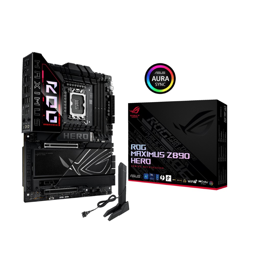 ASUS ROG MAXIMUS Z890 HERO Intel® Z890 LGA 1851 ATX Motherboard, Advanced AI PC-ready, 22+2+1+2 stages, DDR5, WiFi 7, 3x PCIe® 5.0 M.2, Thunderbolt™ 4, USB Type-C®, AI