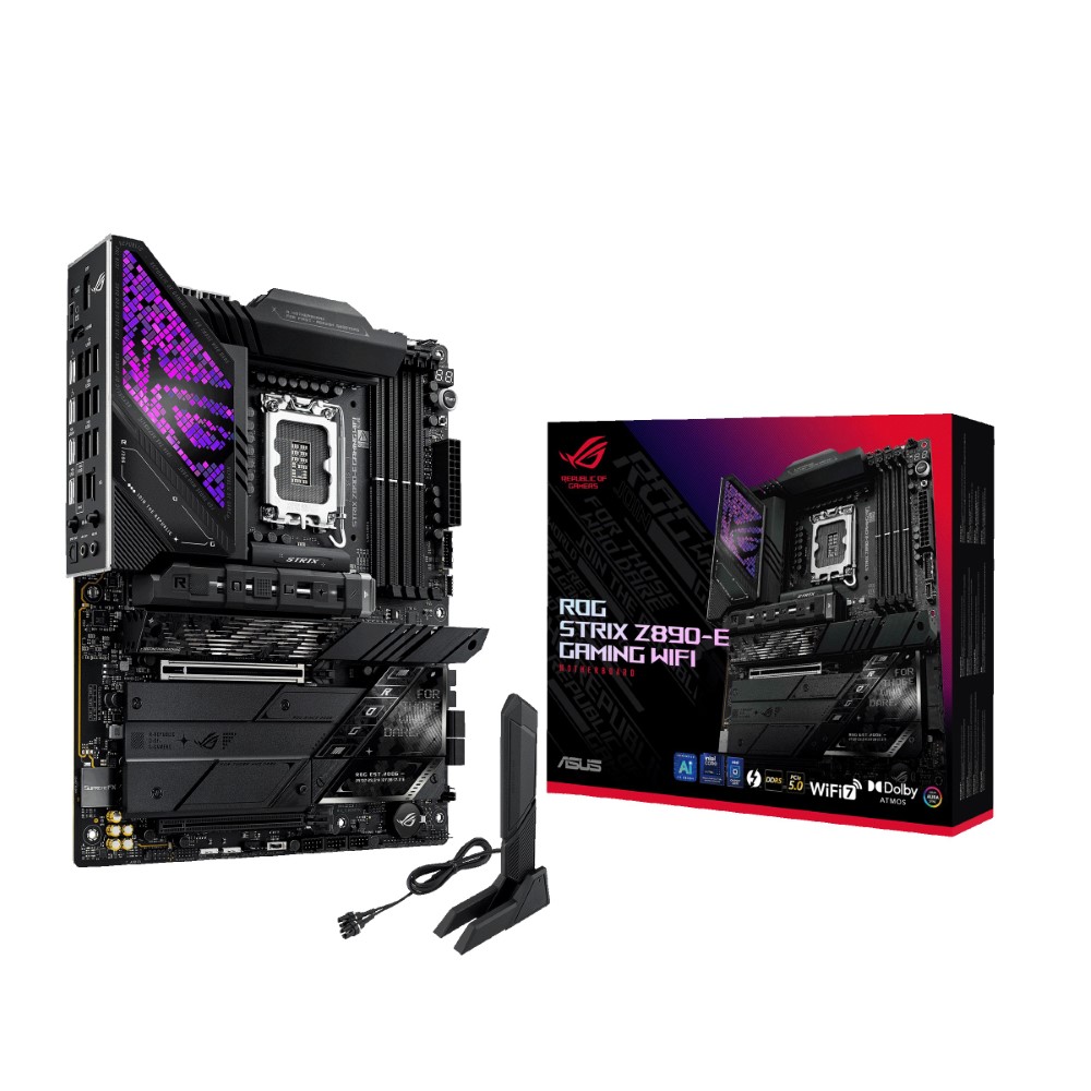ASUS ROG STRIX Z890-E GAMING WIFI Intel® Z890 LGA 1851 ATX Motherboard, Advanced AI PC-ready, 18+2+1+2 stages, DDR5, WiFi 7, 7x M.2, Thunderbolt™ 4, USB Type-C®, AI Overclocking, Cooling & Networking
