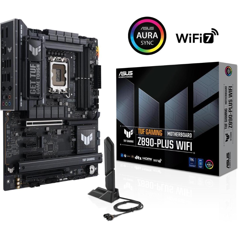 ASUS TUF GAMING Z890-PLUS WIFI Z890 LGA 1851 ATX Motherboard, Intel® Core™ Ultra Series 2 Ready, Advanced AI PC-ready, 16+1+2+1 stages, DDR5, PCIe® 5.0, Thunderbolt™ 4 Type-C®, 4x M.2, Wi-Fi 7, 2.5Gb