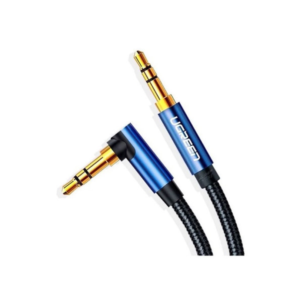 UGREEN 10686 3.5MM MALE TO 3.5MM MALE CABLE GOLD PLATED METAL CASE WITH BRAID – 1.5M BLUE