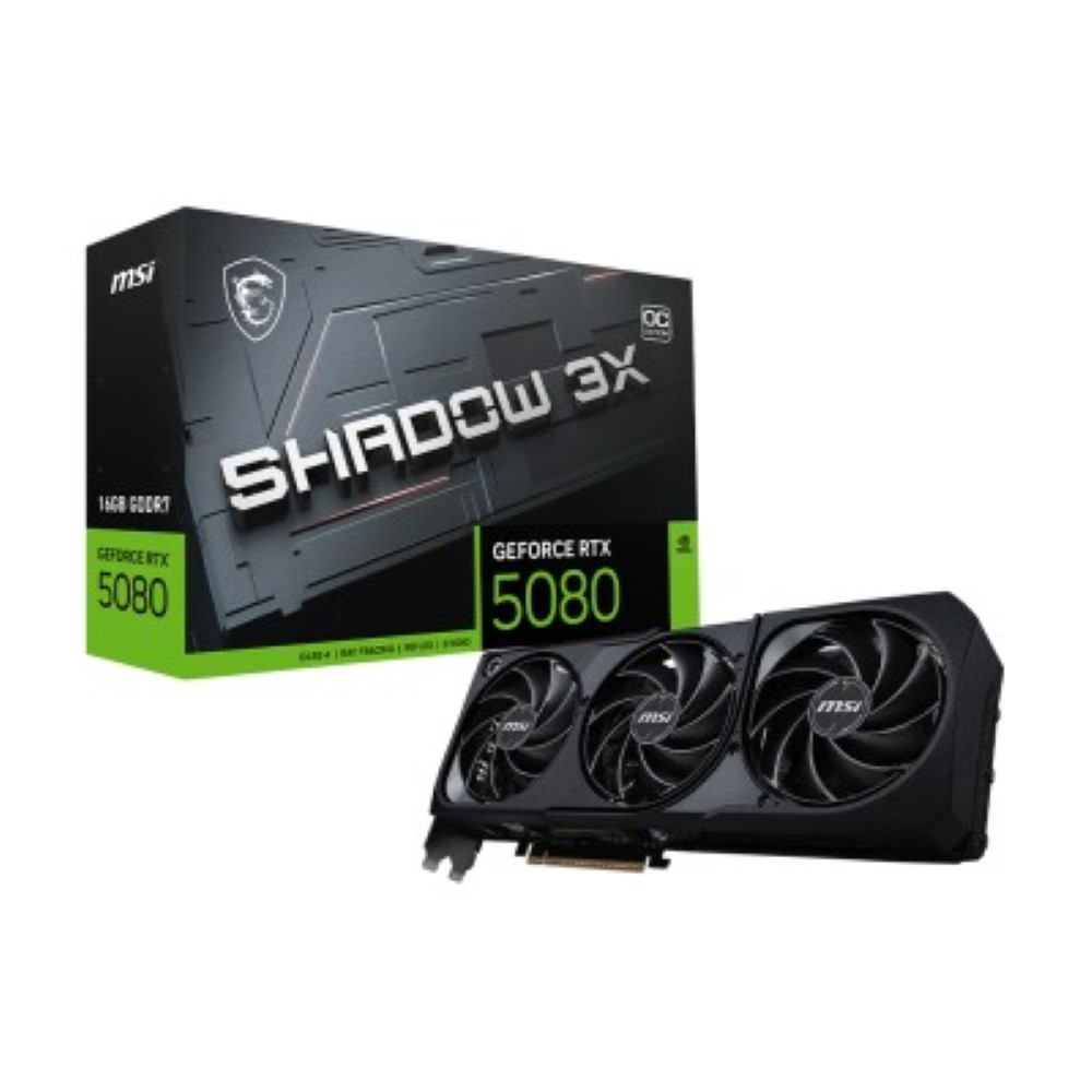 MSI GeForce RTX 5080 SHADOW 3X OC Triple Fan 16GB GDDR7 PCIe 5.0 Graphics Card