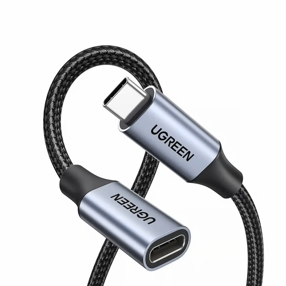 UGREEN 30205 USB-C to USB-C Female Gen 2 (1 Meter) Alu Case Braided Extension Cable Dark Gray