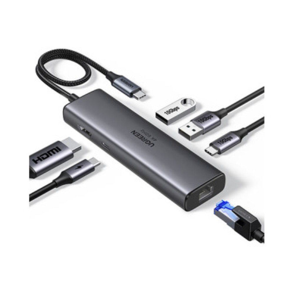 UGREEN 45000 USB-C 6 in 1 Docking Station Hub With 1-HDMI+2-USB+1-USBC+1-RJ45