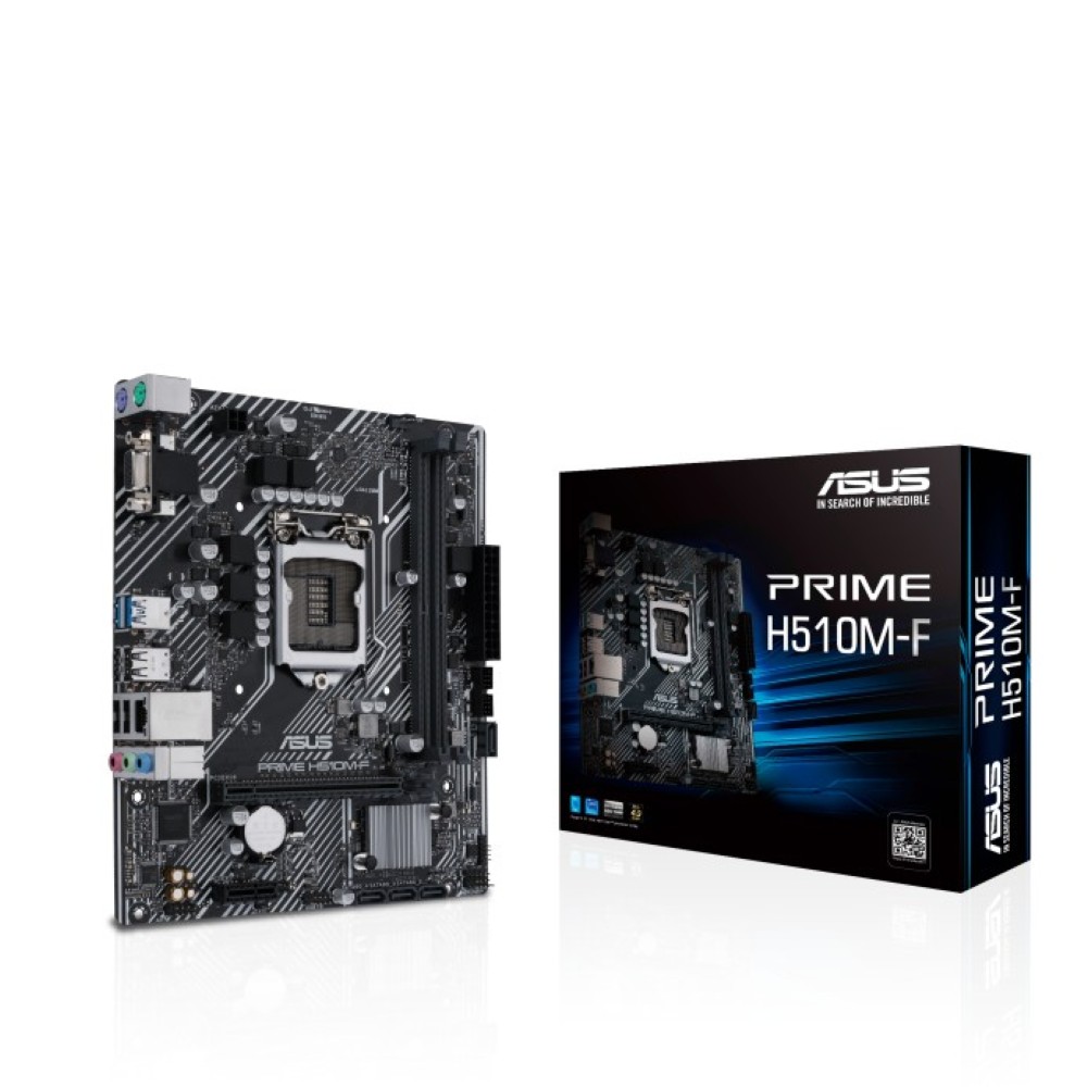 Asus PRIME H510M-F Intel H510 (LGA 1200) micro ATX motherboard with PCIe 4.0, D-Sub, USB 3.2 Gen 1 Type-A, SATA 6 Gbps, Realtek 1 Gb Ethernet