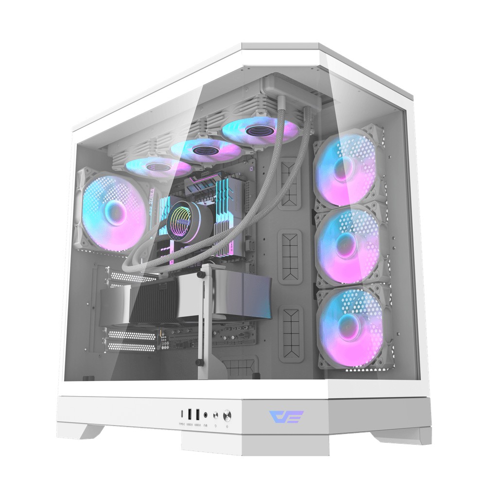 DarkFlash DQX90 LUXURY Gaming Desktop PC Mid Tower Gaming Case - White