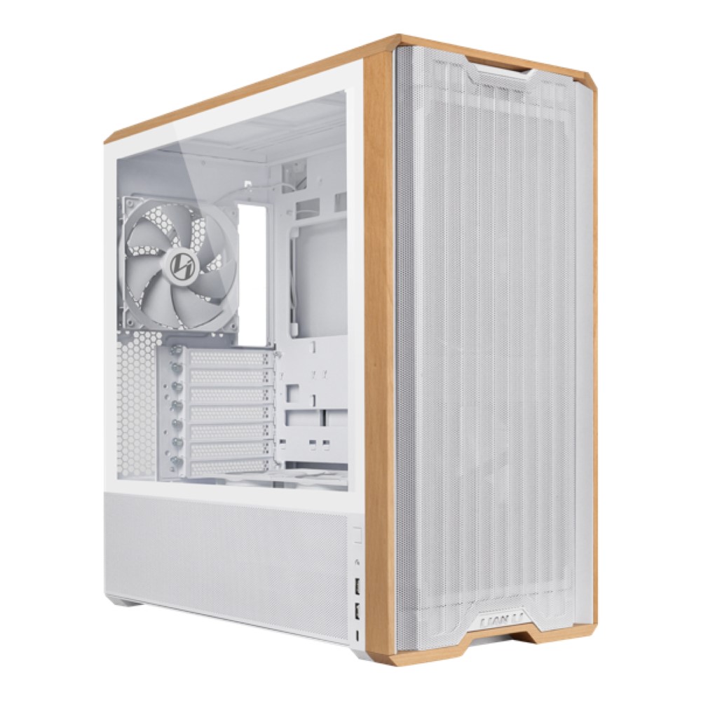 Lian Li LANCOOL 217 Genuine Walnut Wood Computer Case - White