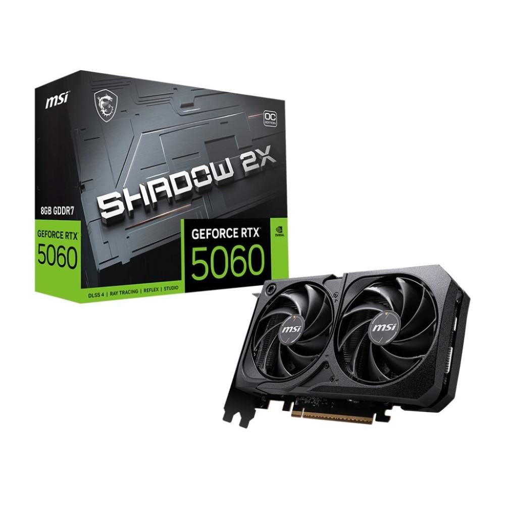 MSI SHADOW GeForce RTX 5060 8GB 2X OC GDDR7 PCI Express 5.0 x 16 (use x8) Graphics Card