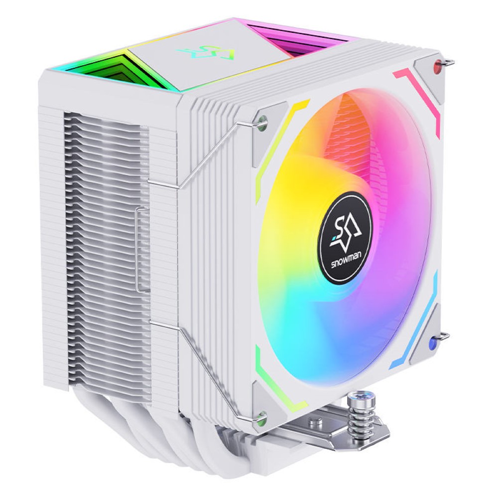 SNOWMAN MX96-V4 ARGB CPU Cooler – 92mm ARGB Fan Copper Heatpipes & Digital ARGB Lighting White