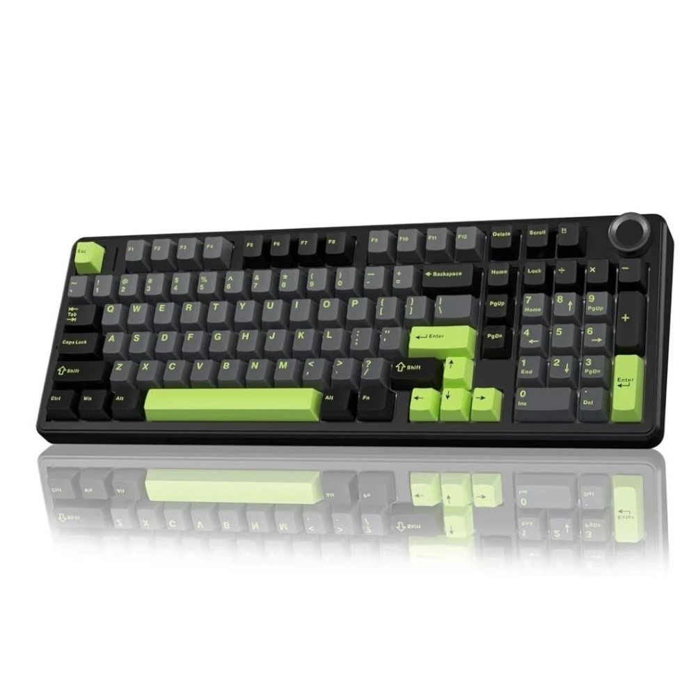 AULA F99 PRO Gasket-Mounted Triple-Mode Mechanical Keyboard Grey Wood Switch Black Gray Green