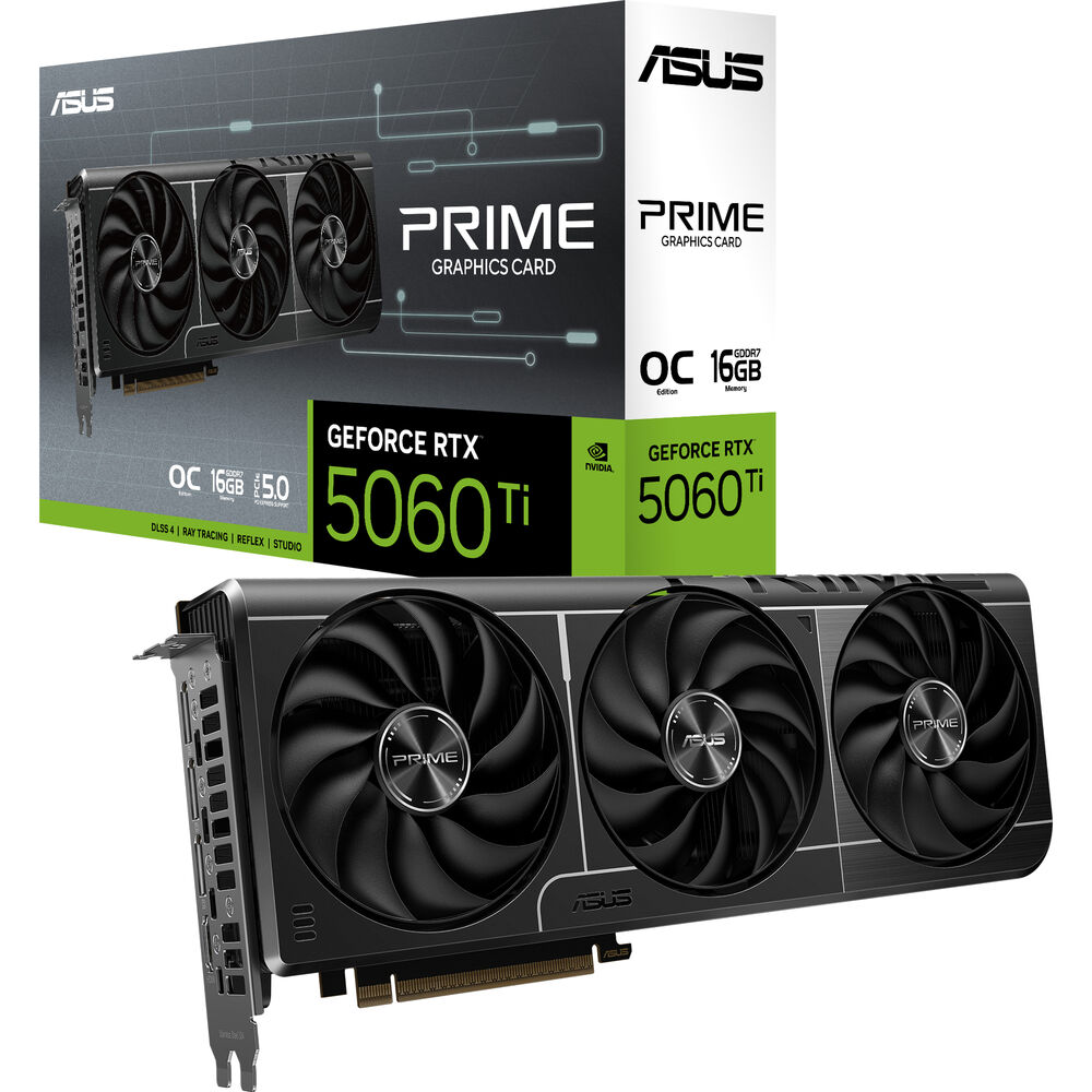 ASUS PRIME GeForce RTX 5060 Ti 16GB 128-Bit GDDR7 PCI Express 5.0 x8 DLSS 4.0 Graphics Card