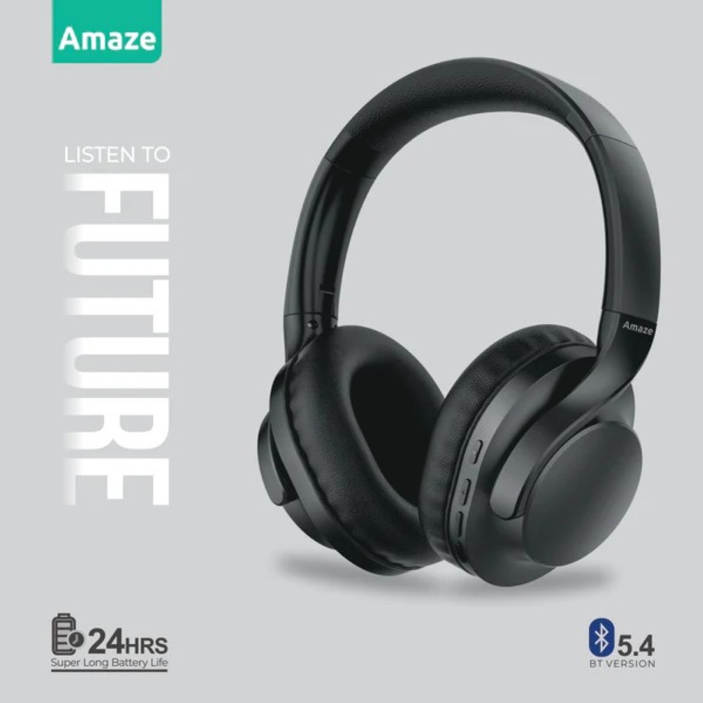 Amaze A650 Strong Base Wireless Headphone With 24hrs Time - Dark Gray