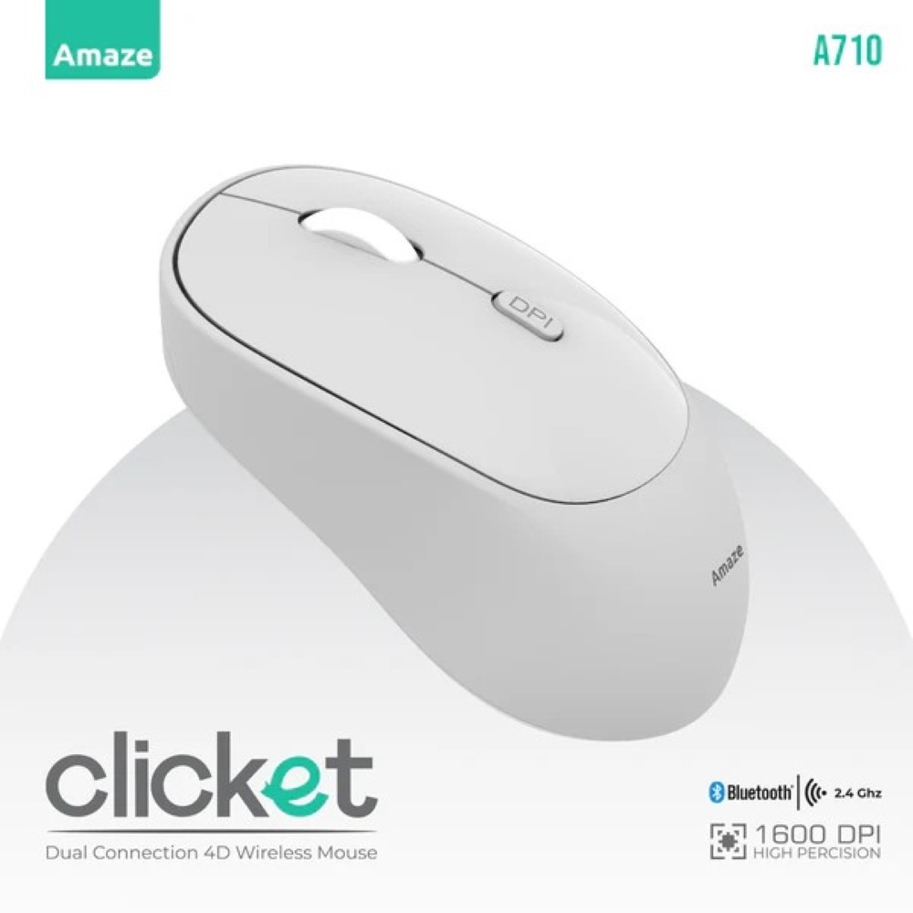 Amaze A710 Clicket Dual Wireless Mouse - White