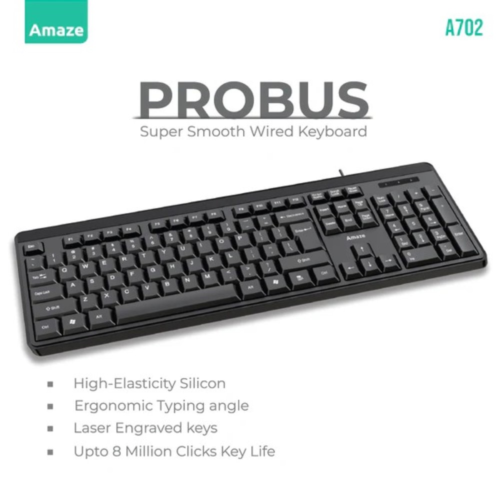 Amaze A732 Probus Super Smooth Ergonomic Wired Keyboard