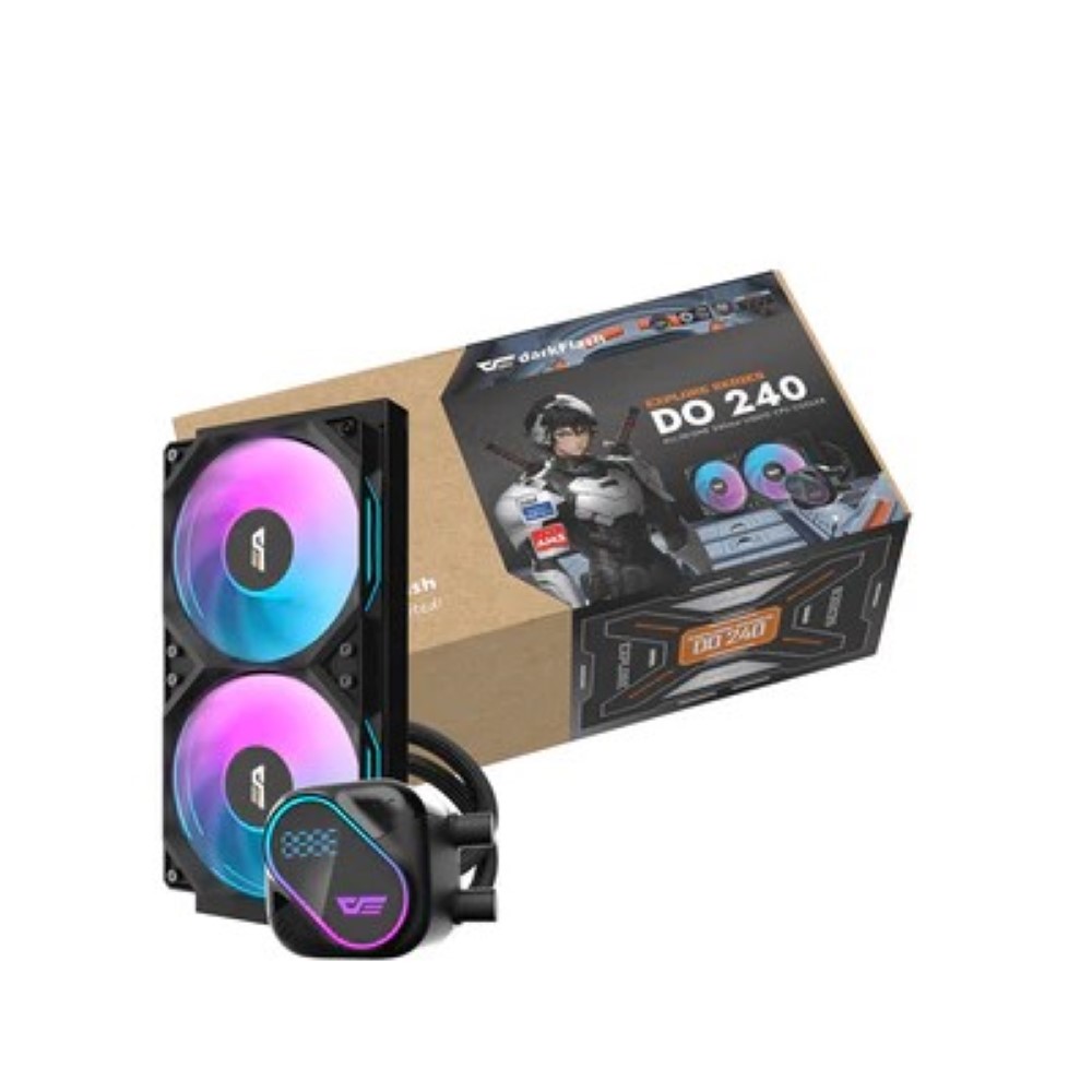 DarkFlash Explore DO 240 AIO 240mm Liquid CPU Cooler with Digital Screen Temperature Black
