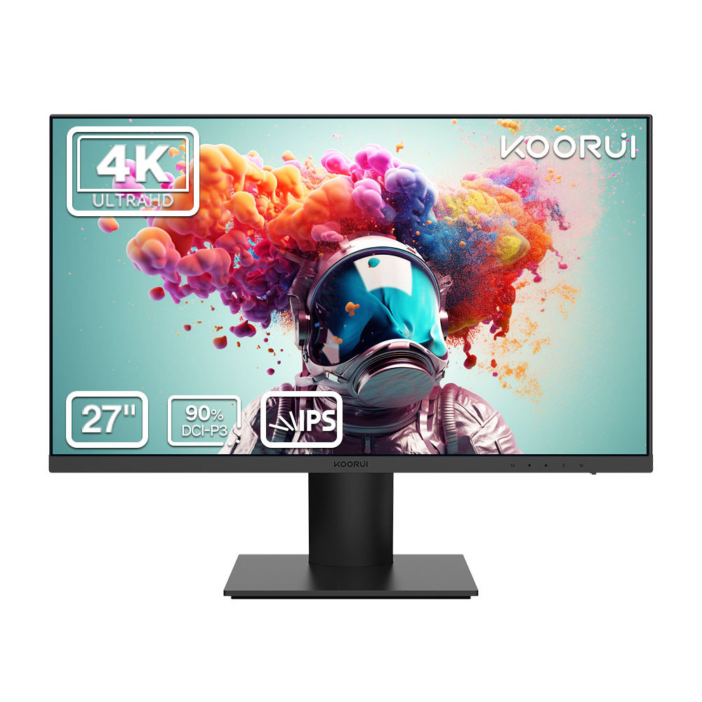 KOORUI N07 27 Inch 4K 60Hz, UHD IPS Display 90% DCI-P3, Free-Sync & G-Sync Technology, VESA Compatible, 2x HDMI (2.0), 1x DisplayPort (1.2) | 10.7 billion 10 Bit HDR | Business | Professional Monitor