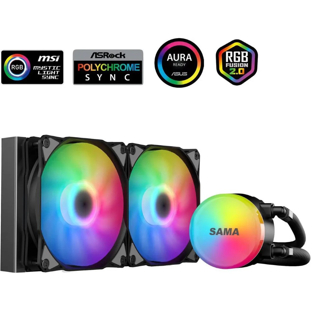 SAMA SL240 240mm RGB PWM & FDB Fans Liquid Cooler - Black