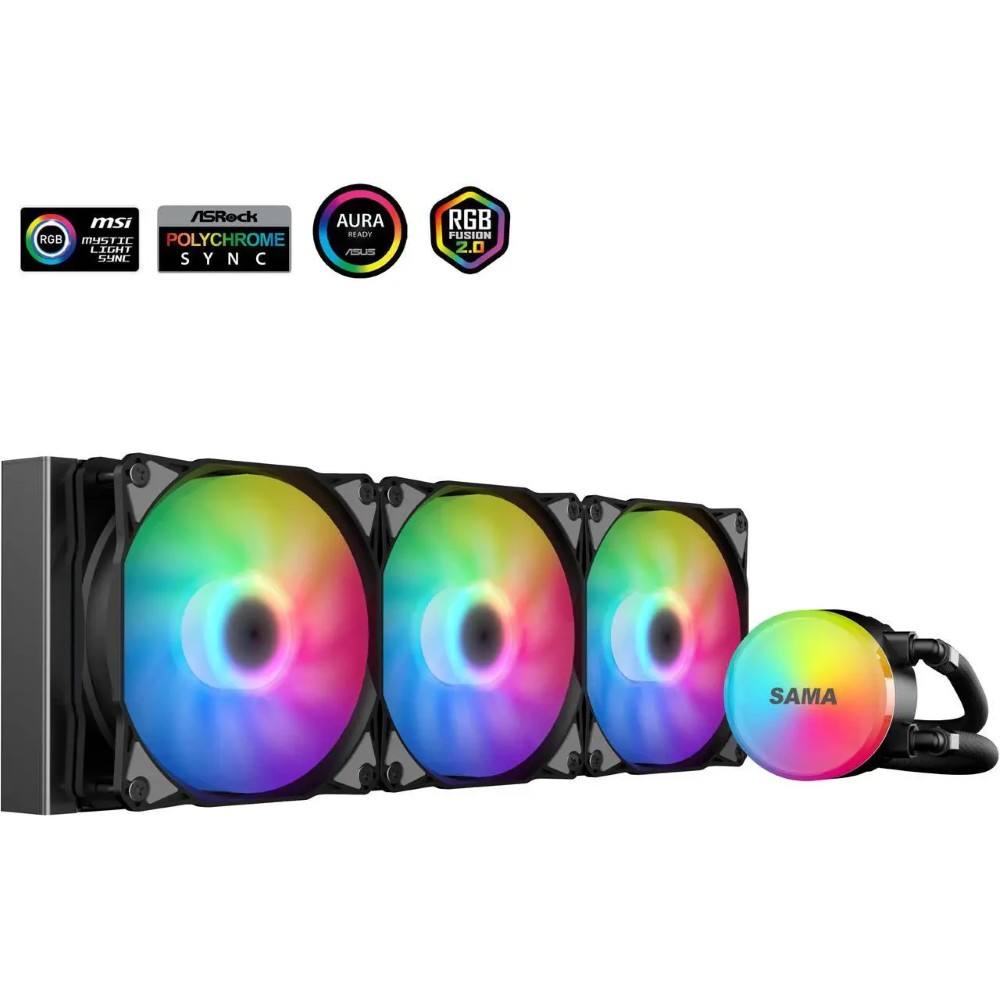 SAMA SL360 360mm RGB PWM & FDB Fans Liquid Cooler - Black