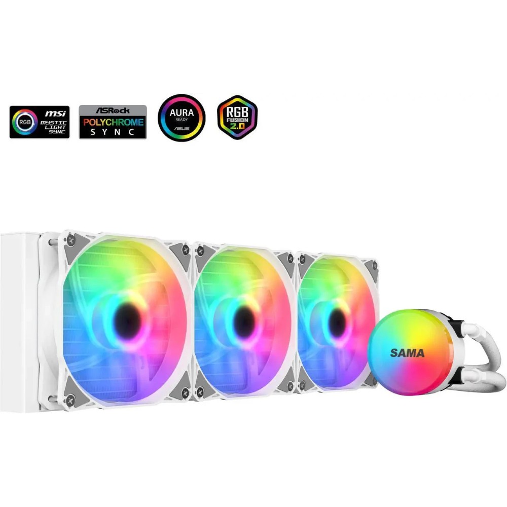 SAMA SL360 360mm RGB PWM & FDB Fans Liquid Cooler - White