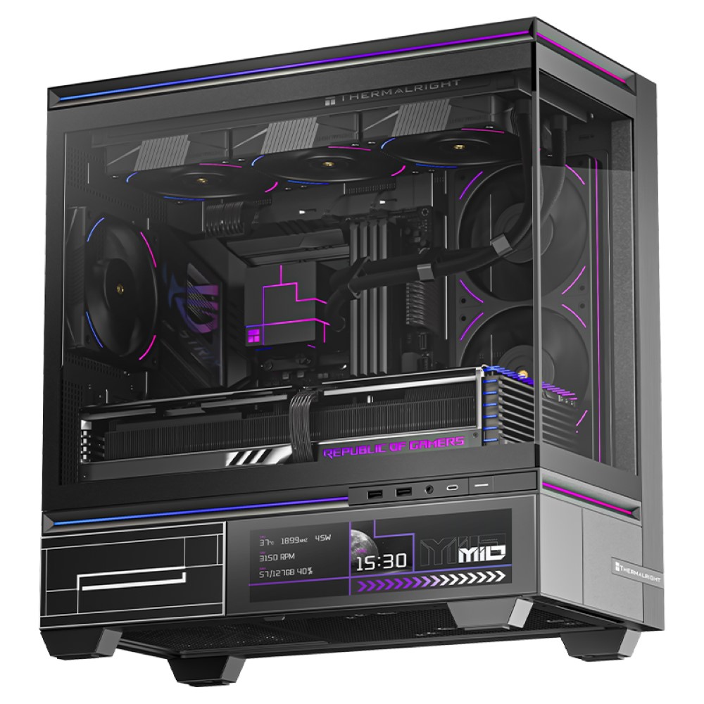 Thermalright TL-M10 Vision LCD Screen Mid-Tower Micro-ATX Gaming Case - Black With 4 Fans