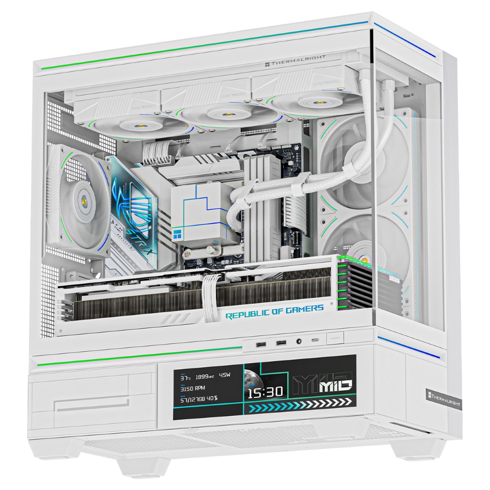 Thermalright TL-M10W Vision LCD Screen Mid-Tower Micro-ATX Gaming Case - White With 4 Fans